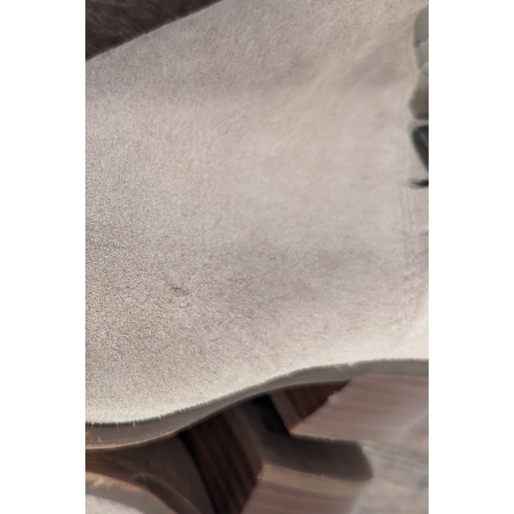 Sam Edelman Grey Leather Suede Petal Heeled Ankle Boots Size 7 - Picture 9 of 11